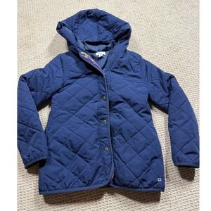 Crown & Ivy Jacket Girls Medium Navy Quilted Lined Hooded Snap Outerwear Coat‎